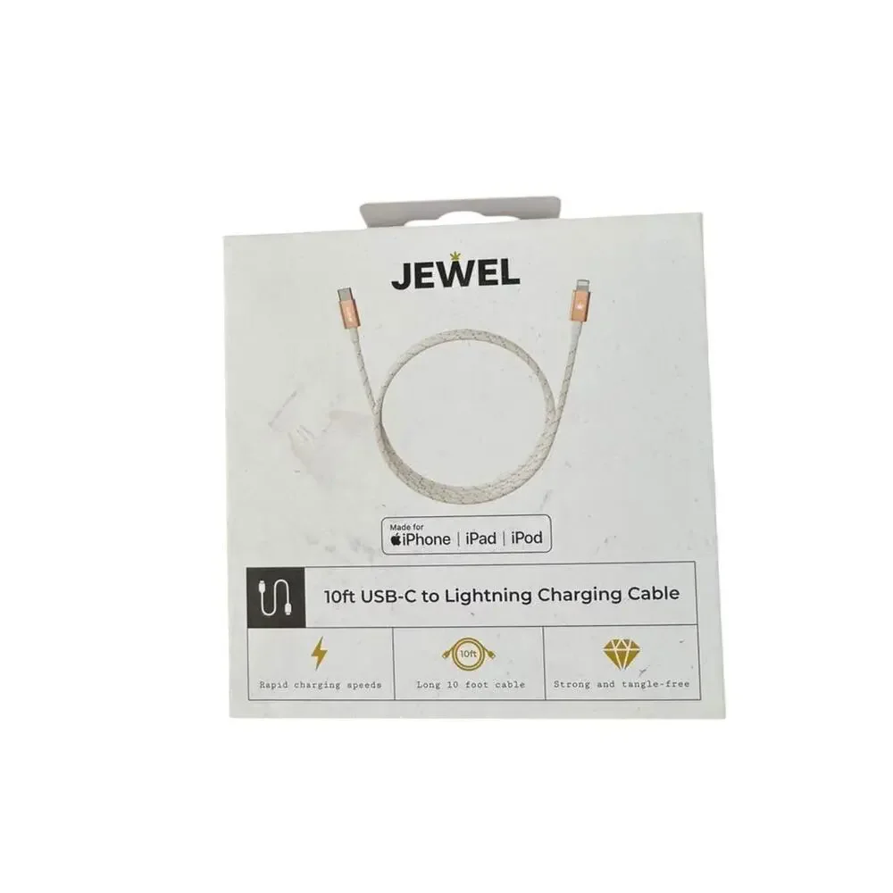 Jewel 10ft USB-C to Lightning Cable — Gold Braided Charger